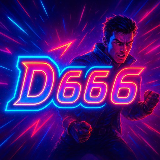 D666 game overview banner showcases bold neon graphics and a high-energy vibe. The hero image communicates excitement and a polished, game-ready aesthetic.